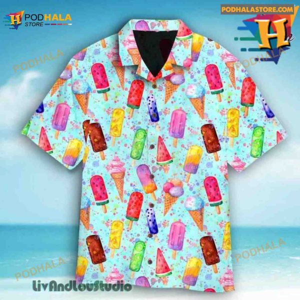 Color Ice Cream Cone Pattern Hawaiian Shirt