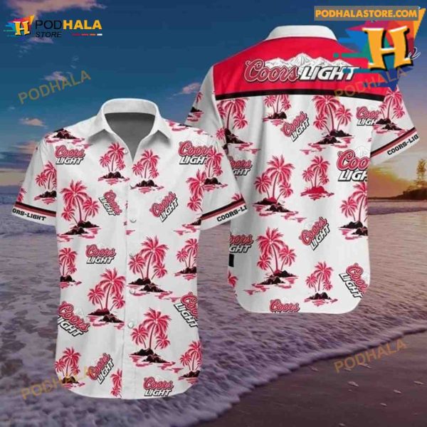 Coors Light Beer Palm Trees Hawaiian Shirt