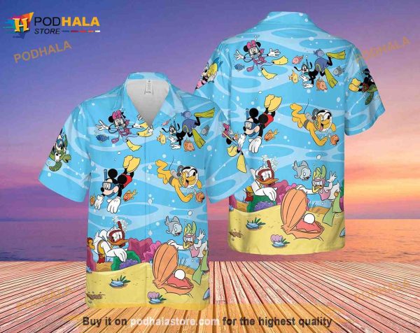 Disney Dive Mickey And Minnie Mouse Hawaiian Beach Summer Shirt