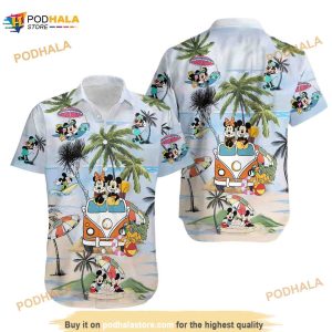 Disney Mickey And Minnie On Beach Hawaiian Shirt