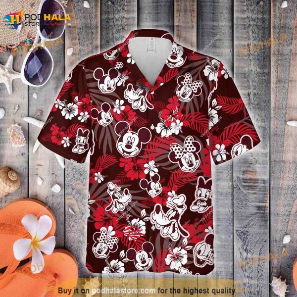 Disney Mickey Mouse Floral Aloha Hawaiian Shirt