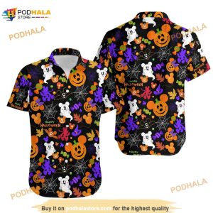 Disney Mickey Mouse Pumpkin Halloween 3D Hawaiian Shirt