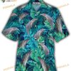 Dolphin Tropical Leaves Pattern Funny Hawaiian Shirt