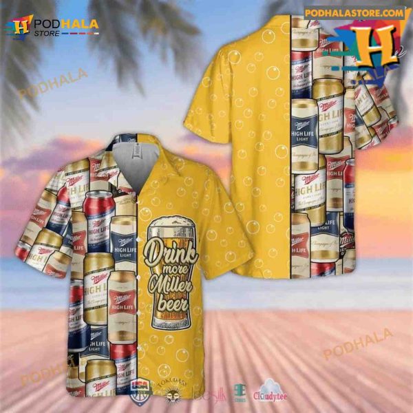 Drink More Miller Beer Hawaiian Shirt