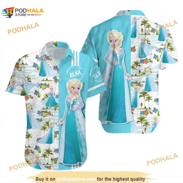 Elsa Frozen Floral Hawaiian Shirt