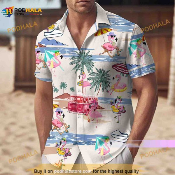 Flamingo Button Shirt For Men Women