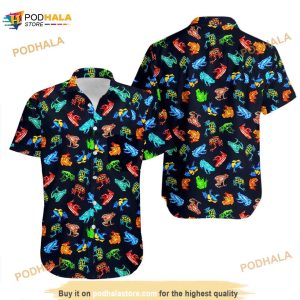 Frogs On Black Hawaiian Shirt