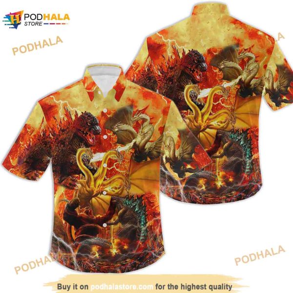 Godzilla Movie 3D Funny Hawaiian Shirt