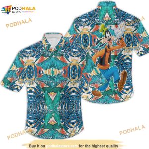 Goofy Dog Green Blue Pattern Disney Hawaiian Shirt