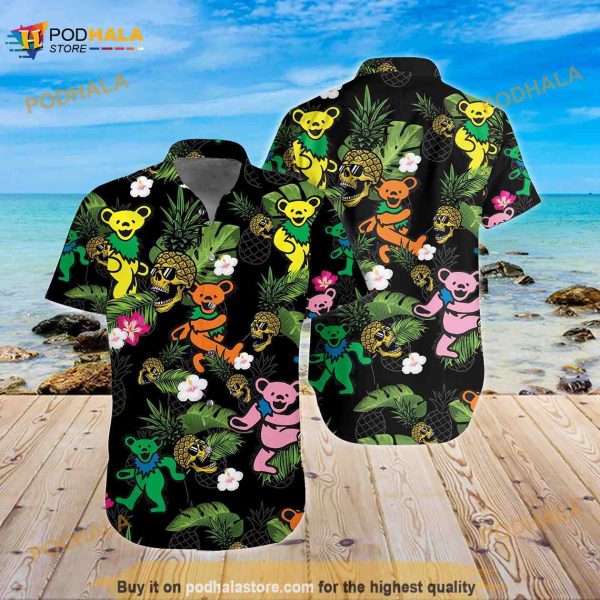 Grateful Dead Bear Skull Pineapple Hawaii Shirt