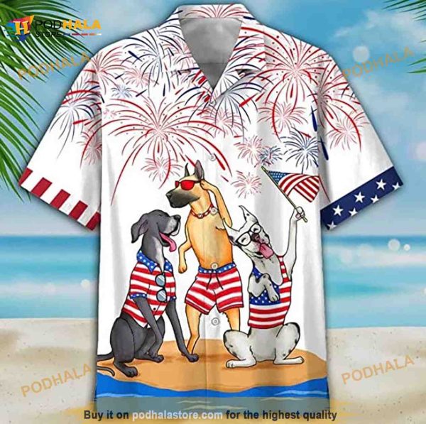 Great Dane Independence Day Hawaiian Shirt