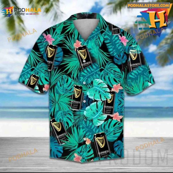 Green Tropical Palm Guinness Beer Hawaiian Shirt