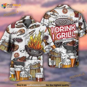 Grill & Drink Beer Funny Hawaiian Shirt