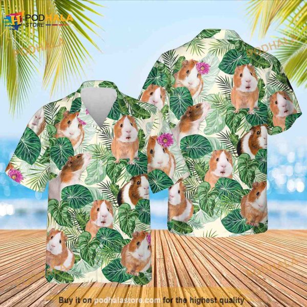 Guinea Pig Flowers Tropical 3D Hawaiian Shirt