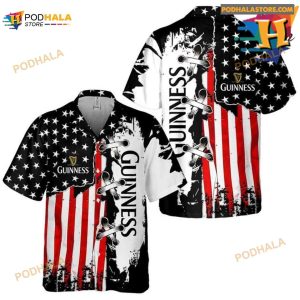 Guinness Beer American Flag Hawaiian Shirt