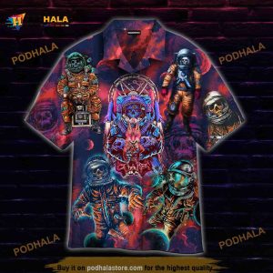 Halloween Spacemen Skull Halloween Hawaiian Shirt