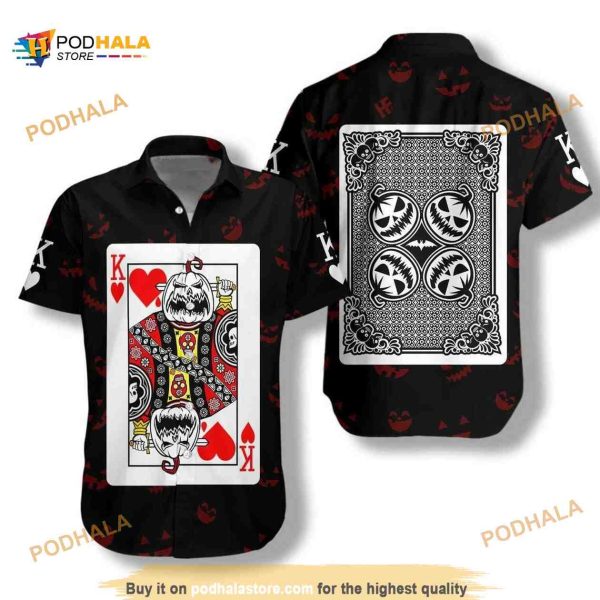 Hawaiian Aloha Shirts Halloween Pumpkin Poker King Card