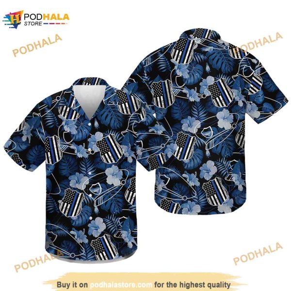 Hawaiian Police Thin Blue Line Shirt