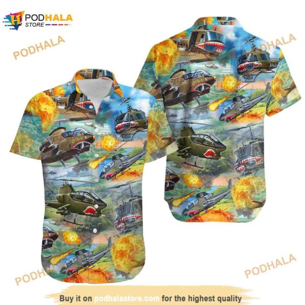 Huey Cobra Helicopter Remember The Day Hawaiian Shirt