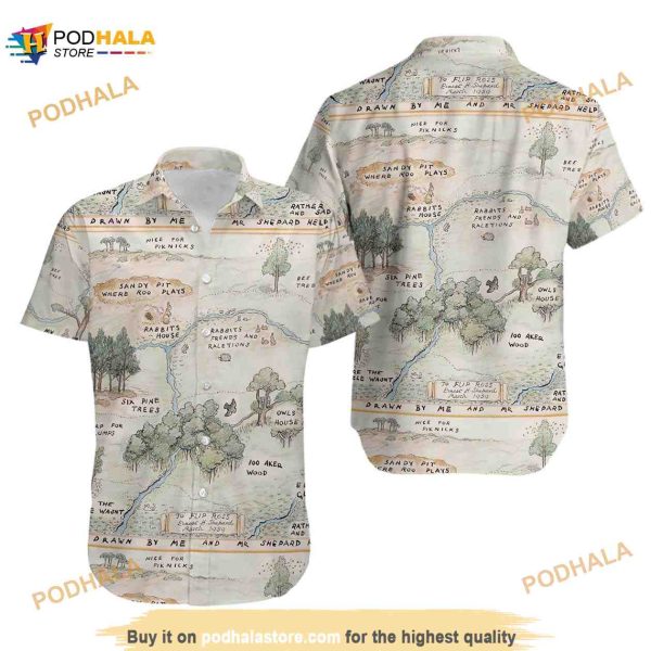 Hundred Acre Wood Map Disney Winnie The Pooh Hawaiian Shirt