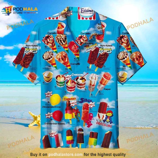 Ice Cream 3D Hawaiian Shirt For Women Men