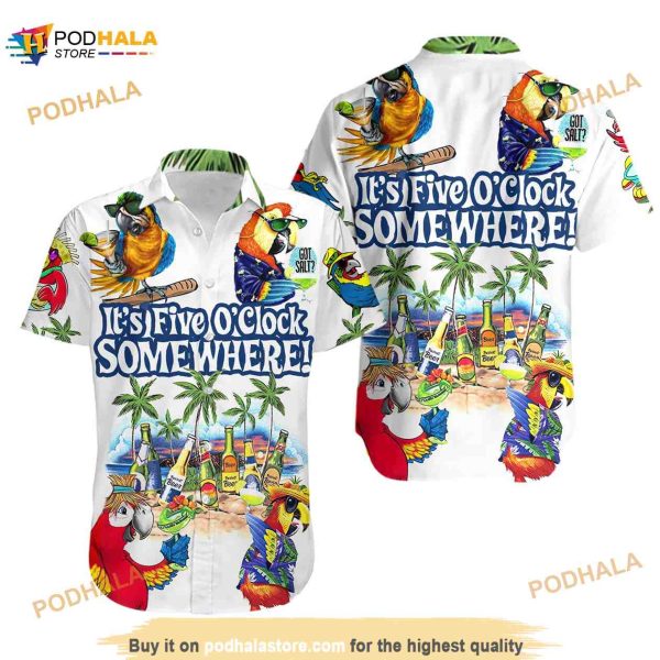 It’s Five O’clock Somewhere Parrot Funny Hawaiian Shirt