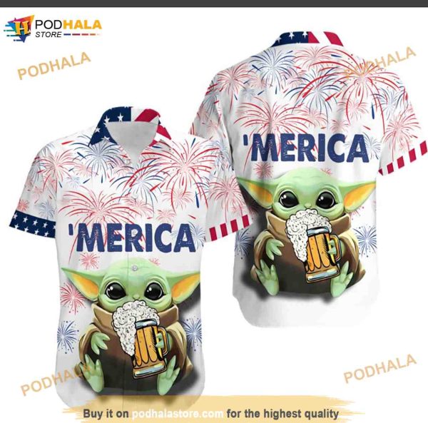 Light Beer Baby Yoda Drink Beer Funny Hawaiian Shirt