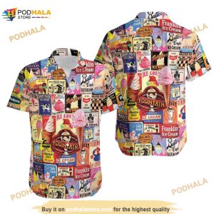 Love Ice Cream Pattern Hawaiian Shirt