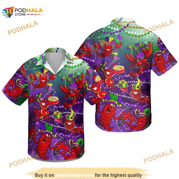 Mardi Gras Crawfish Crew Aloha Beach Hawaiian Shirt