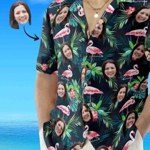 Men’s Custom Photo Flamingo Hawaiian Shirt