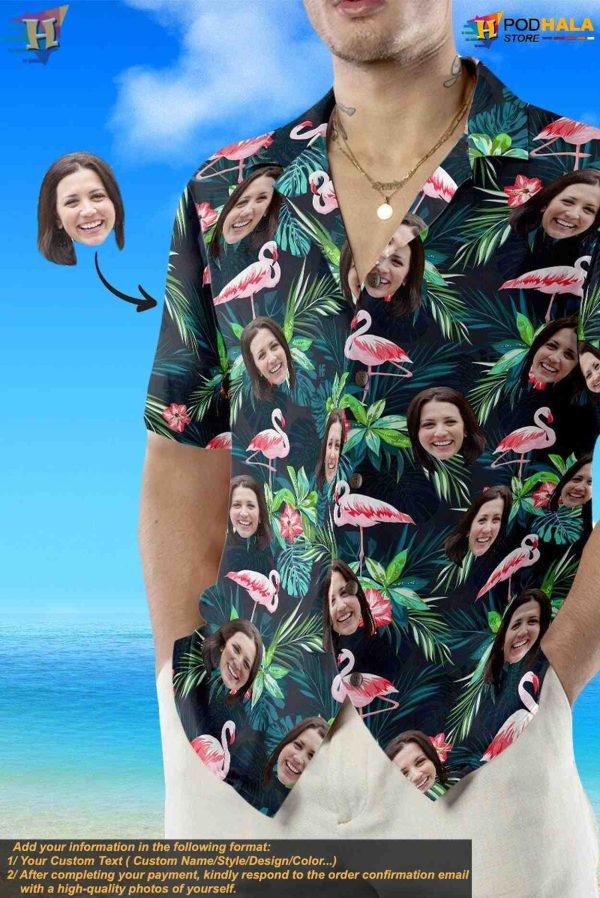 Men’s Custom Photo Flamingo Hawaiian Shirt