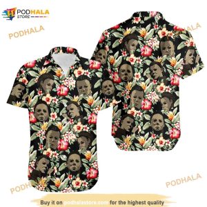 Michael Myers Flowers Funny Hawaiian Shirt For Honor Movie Lovers