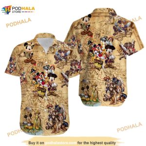 Mickey Mouse Disney Pirate Treasure Hunting Hawaiian Shirt