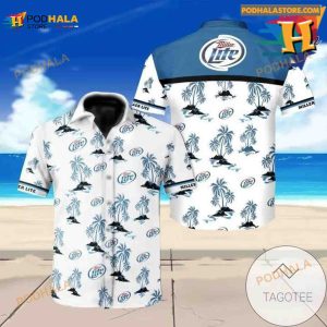 Miller Lite Beer Floral Hawaiian Shirt