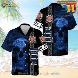 Miller Lite Beer Smoke Skull Hawaiian Shirt