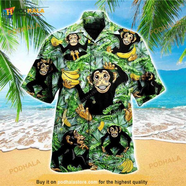 Monkey Loves Banana Funny Hawaiian Shirt