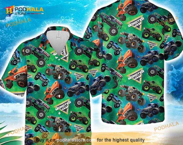 Monster Truck Funny Hawaiian Shirt Summer Button Up