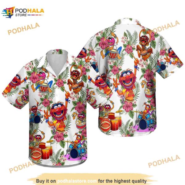 Muppet Playing Drum Tropical Flower Disney Hawaiian Shirt