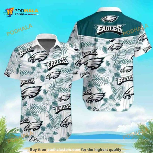 NFL Philadelphia Eagles Hawaiian Shirt Hibiscus Flower Pattern