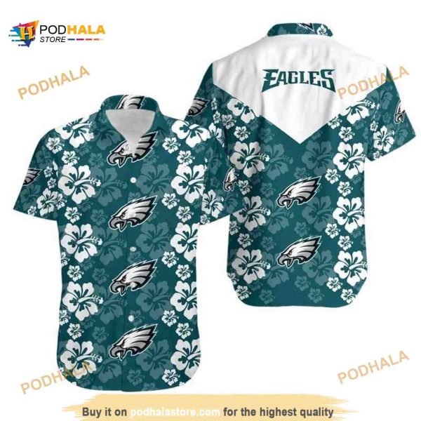 NFL Philadelphia Eagles Hawaiian Shirt Hibiscus Pattern Football Gift For Men