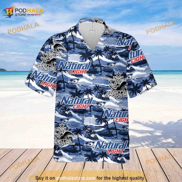 Natural Light Hawaiian Sea Island Pattern Shirt