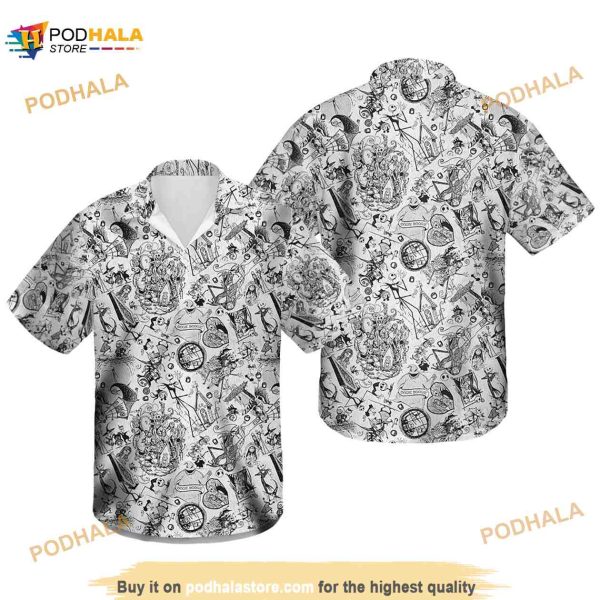 Nightmare Sketches Halloween Inspired 3d Disney Hawaiian Shirt