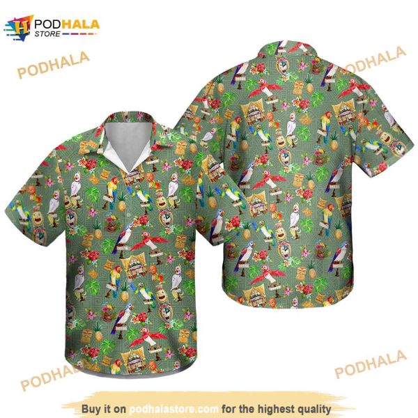 Orange Bird Tiki Friends Funny Hawaiian Shirt