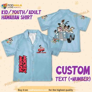 Personalize Name Vintage Disney Mickey Mouse And Friend In Car