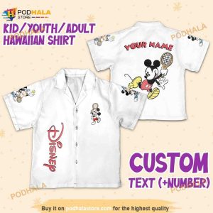 Personalize Name Vintage Disney Mickey Play Tennis