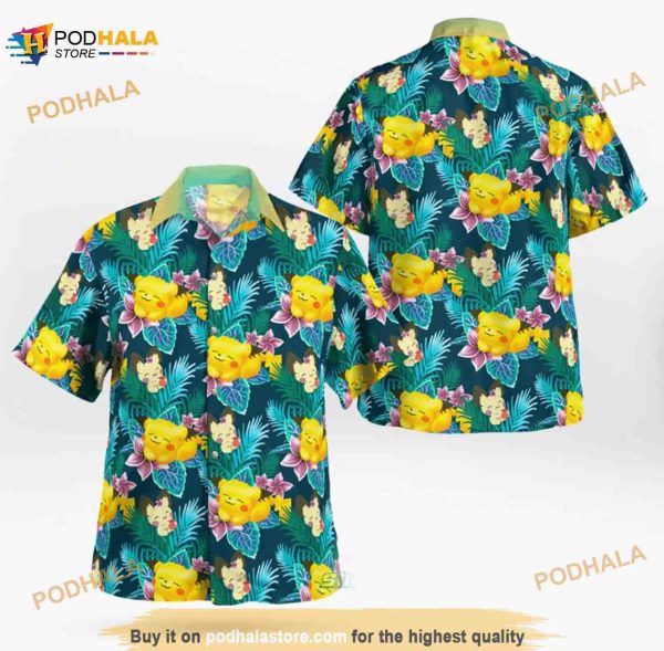 Pikachu On Summer Day Beach Funny Hawaiian Shirt