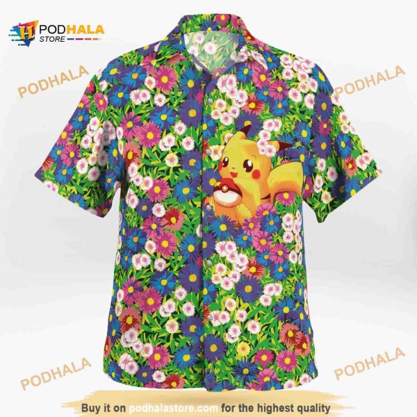 Pikachu Summer Flowers Beach New Pokemon Hawaiian Shirt