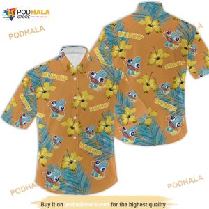 Pokemon Mudkip Hibiscus Flower Pattern Hawaiian Shirt