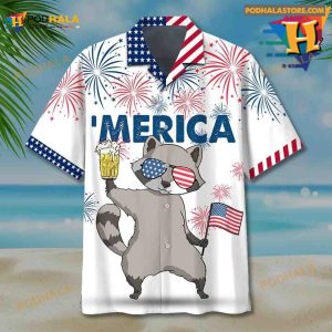 Raccoon Beer America Hawaiian Shirt