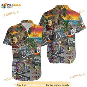 Rat Fink And The Hot Rod 3D Funny Hawaiian Shirt